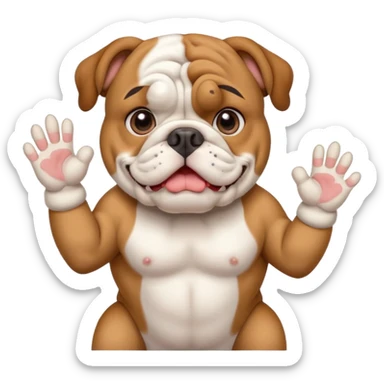 english bulldog offering help with friendly expression and raised paw sticker