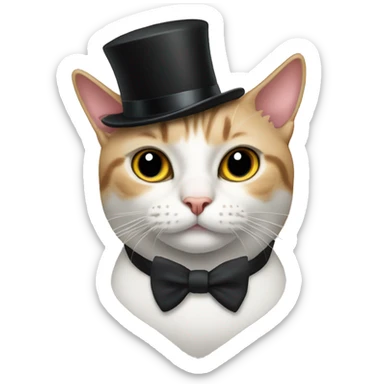 cat with top hat and bow tie  sticker