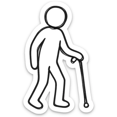 man with a physical disability, such as using a cane sticker