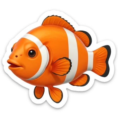 Full body of a clownfish, apple emoji style sticker