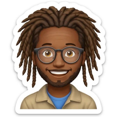 a black african guy with dreadlocks, wearing glasses and aura farming emoji sticker
