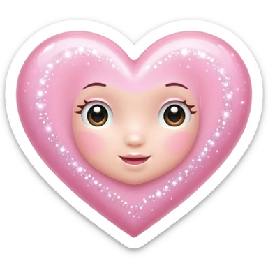 Baby pink heart with cream sparkles sticker