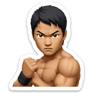 ​Cinematic Realistic Portrait of Tony Jaa, a close-up depiction capturing his intense, determined expression and finely detailed features, rendered with dramatic natural lighting that emphasizes his rugged athleticism and unmistakable martial arts presence, sticker