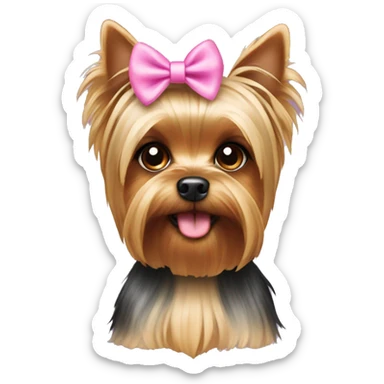 yorkie dog with pink bow sticker