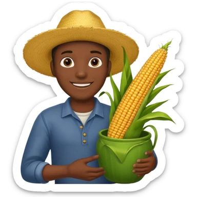 BLACK MAN HOLDING AN COOK CORN POT sticker