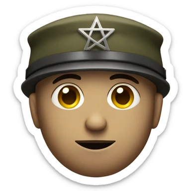 sad soldier with a jewish hat sticker
