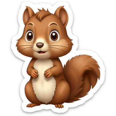 Cute confused squirrel with tilted head and question mark above sticker