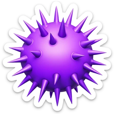 purple circular virus with protruding spikes clean minimal style sticker