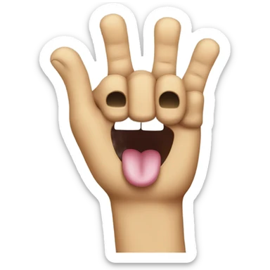 Face sticking tongue out with rock hands  sticker