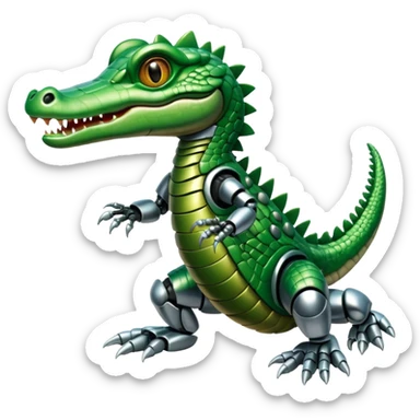 baby crocodile with robot hands sticker