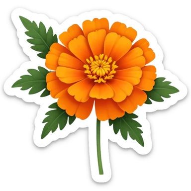 cempasúchil flower, Mexican marigold, bright orange with layered petals sticker