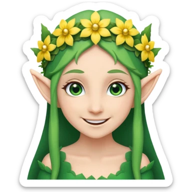 elf with flower crown sticker