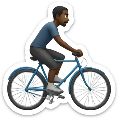 Black man riding bicycle on a misty day  sticker