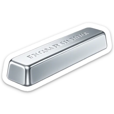 Cinematic Realistic Silver Bar, Cool and gleaming, with smooth, polished silver surfaces reflecting the light in soft, pristine highlights. The elegant shine of the metal exudes sophistication and timeless class. Soft glowing outline, capturing the essence of refined luxury and understated elegance in polished silver. sticker