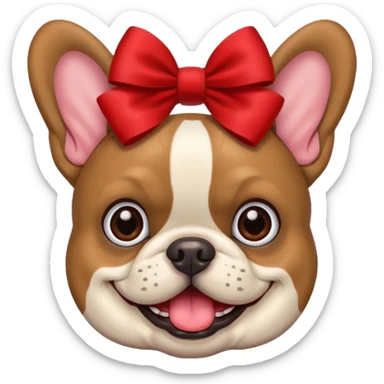 Make an emoji of a French bulldog and add a bow. sticker