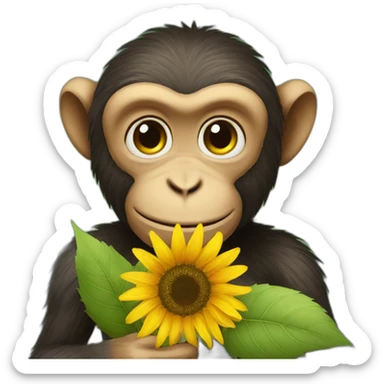 Monkey holding a sunflower sticker