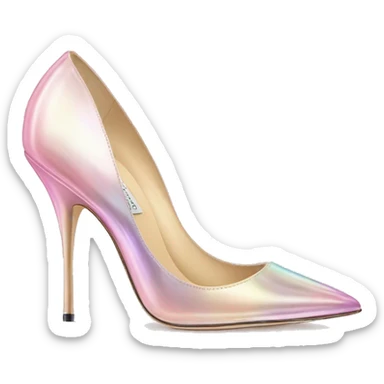 Realistic isolated top view of a pair of light pink iridescent jimmy Choo stiletto high heel shoes. sticker