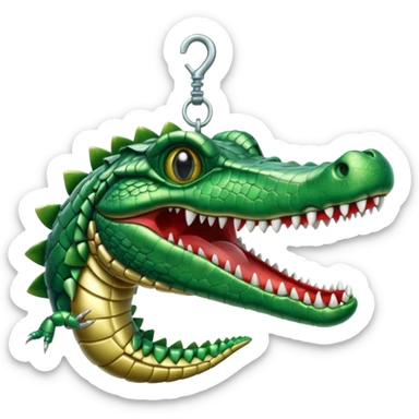 robot hand hanging out of baby crocodile mouth sticker