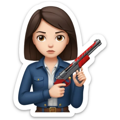 A pretty badass brunette girl who is about to kill herself witha gun sticker