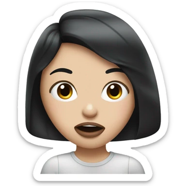 White girl with Black hair chewing bubblegum  sticker