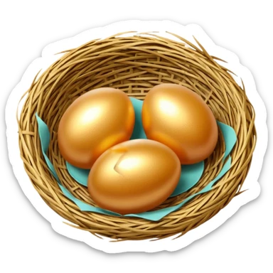 Golden eggs in a nest  sticker