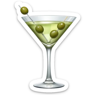 martini with 3 green khaki olives all stuck at the same 1 stick and same size . liquid should be a clear color like water kinda  sticker