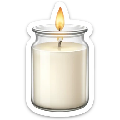 ultra minimal icon of a cream-white candle in a simple glass jar labeled “cotton”, three small flames, clean lines, soft neutral tones, modern elegant vector style, transparent background sticker