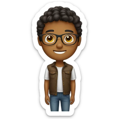 A brown boy wearing round specs sticker