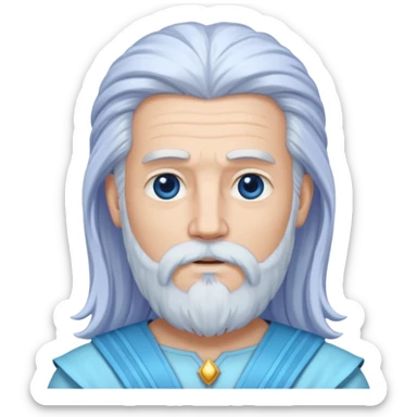 Uranus, God of Sky from Gods and Goddesses with long white hair and beard, pale periwinkle outfit sticker