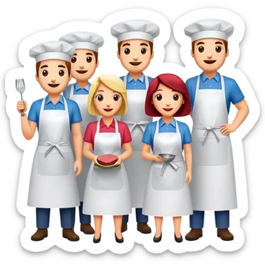 spam artists welcoming guests at a spam meat exhibition  sticker