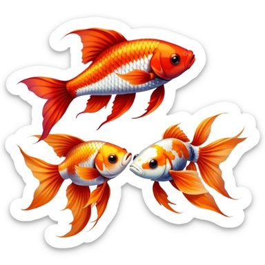 two betta fish and a koi fish sticker