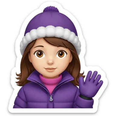 Niña  pequeña  5 años ojos castaños, pelo castaño, ropa invierno sticker
