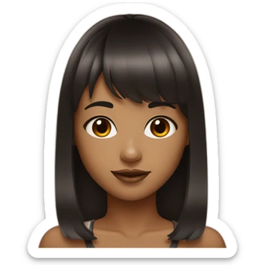 Light Tan girl with black wi try red highlights bangs sticker