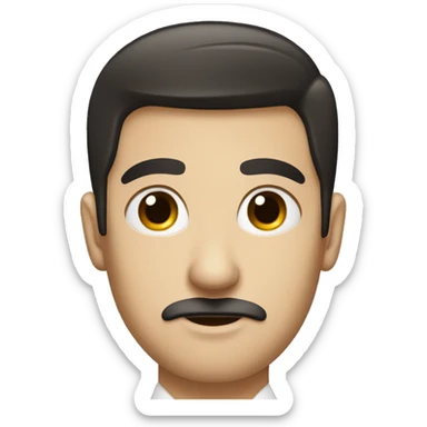 dark hair dark eye man with short mustache flight attendant sticker