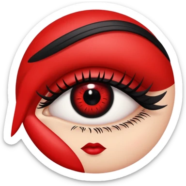 Black and red gothic big eye with mascara and makeup   sticker