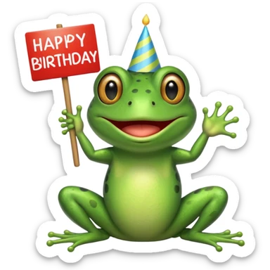  A frog holding a sign that says Happy birthday jibraeel! sticker