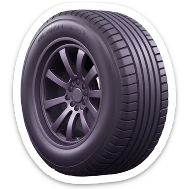 Create a tire emoji that looks exactly like the reference image in iOS emoji style. It should be 3D with shiny, smooth gradients, soft shadows, realistic tire texture, classic emoji look, and add a soft shadow under the tire. sticker