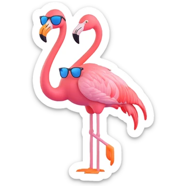 flamingo with sunglasses, standing on one leg sticker
