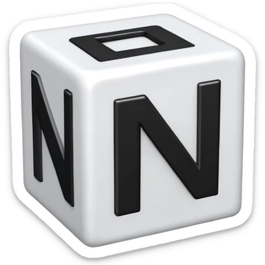 A white toy with a big black letter "N" on it sticker