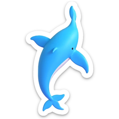 cartoonish and playful 3D dolphin's tail with exaggerated features sticker
