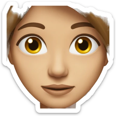 brown haired woman with long hair brown eyes showing a hear sticker