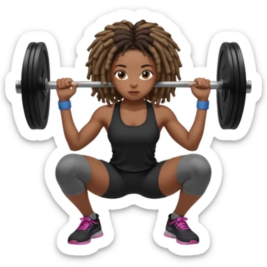Black girl with locs squatting a barbell sticker