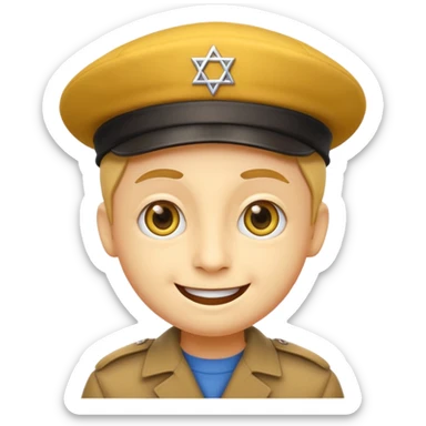 Smile face klasyczny ten żółty, klasyczna emotka messengerowa, lecz z pejsami i beretem żydowskim  sticker