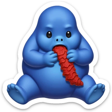 A fat blue takis Alive eating red takis sticker