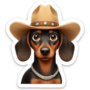 Brown dachshund wearing a cowboy hat  sticker