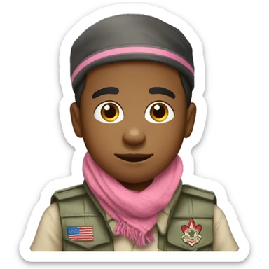 Boy scout from Madagascar with a scarf grey and pink  sticker