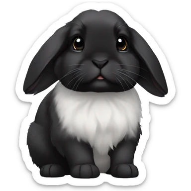 black holland lop bunny rabbit sad tired sticker