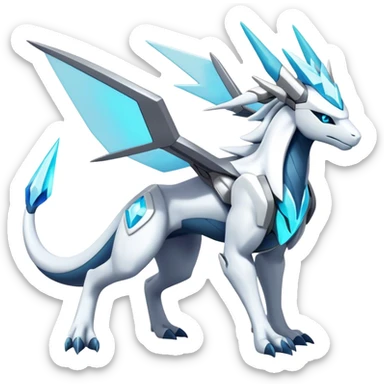 Futuristic Kyurem-reshiram-Glaceon-dialga-suicune-hybrid, full body sticker