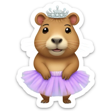capybara wearing a tutu on and tiara  sticker