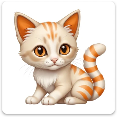 male kitten; Siamese and Ragdoll mix; primarily white with orange ears and orange striped legs and tail sticker